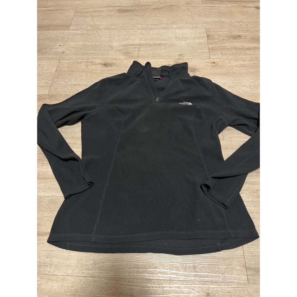 North Face Womens Pullover 1/4 Zip Black Longsleeve Size M Lightweight Polartec‎